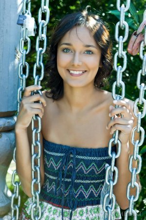 Chandra A – Babe poses on staircase. photo 1