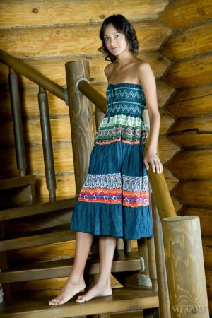 Chandra A – Babe poses on staircase. photo 2