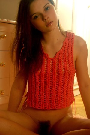 Anna S – Cute teen shows hairy young pussy photo 6