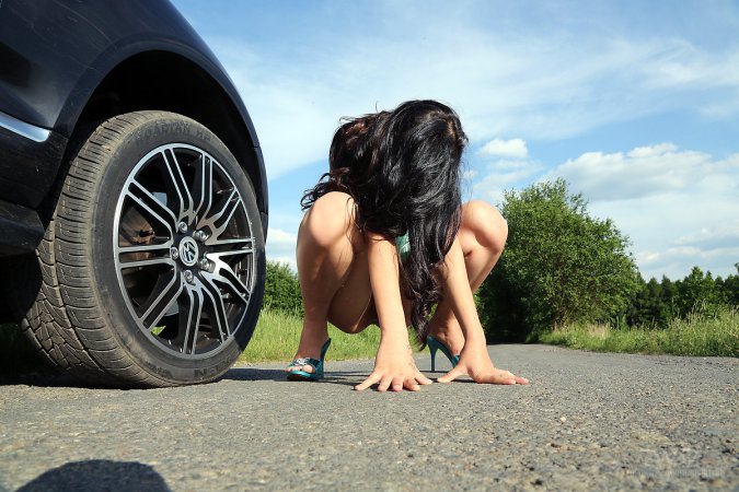 Nika – Getting buck naked on the road photo 1