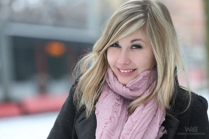 Holy – Babe teases boobs on winter walk photo 20